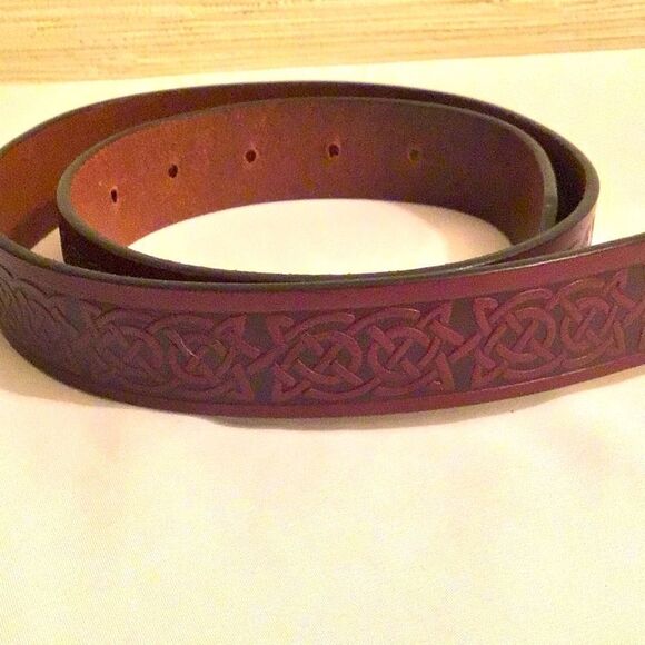 Lee River Brown Leather Celtic Jeans Belt - Picture 2 of 5
